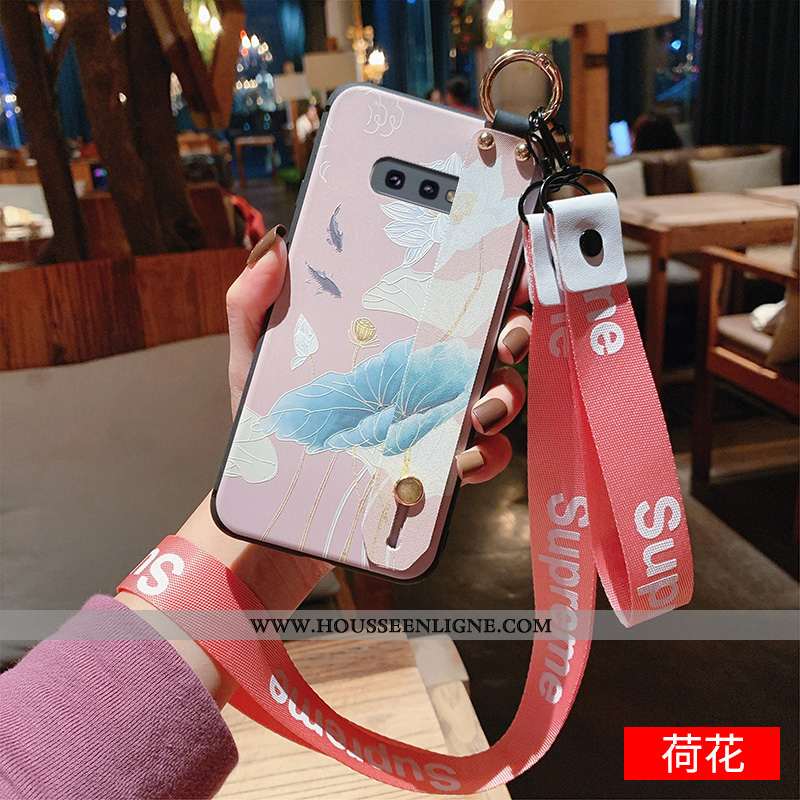 Coque Samsung Galaxy S10e Gaufrage Cou Suspendu Luxe Fluide Doux Tout Compris Étui Silicone Bleu