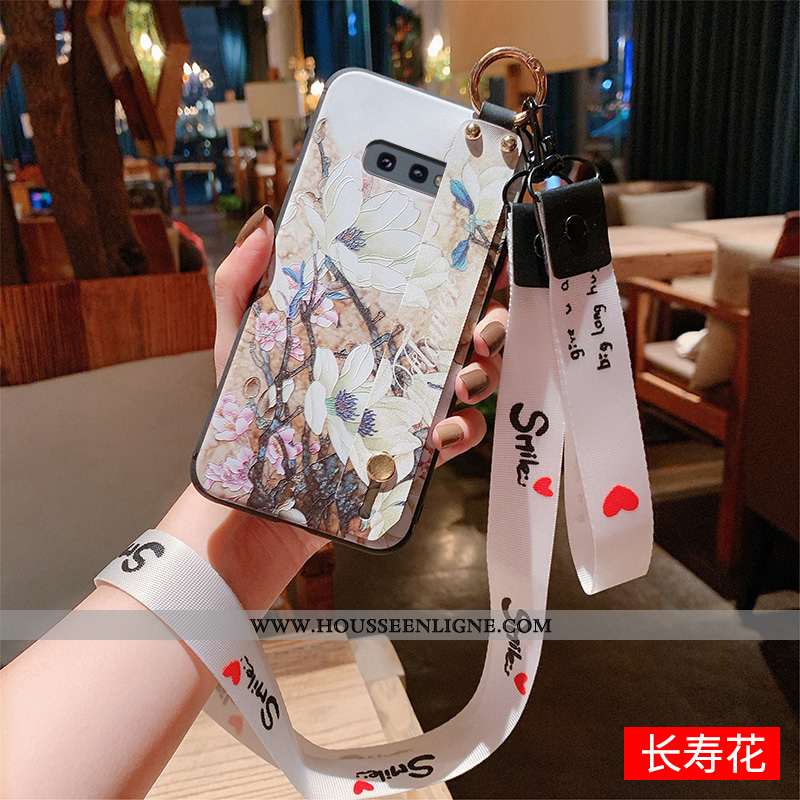 Coque Samsung Galaxy S10e Gaufrage Cou Suspendu Luxe Fluide Doux Tout Compris Étui Silicone Bleu