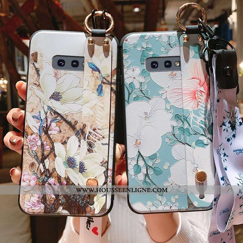 Coque Samsung Galaxy S10e Gaufrage Cou Suspendu Luxe Fluide Doux Tout Compris Étui Silicone Bleu