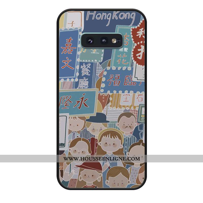 Coque Samsung Galaxy S10e Gaufrage Silicone Téléphone Portable Bleu Étoile Fleur