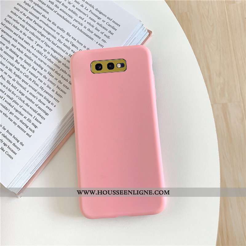 Coque Samsung Galaxy S10e Mode Délavé En Daim Simple Tout Compris Étoile Couleur Unie Rose