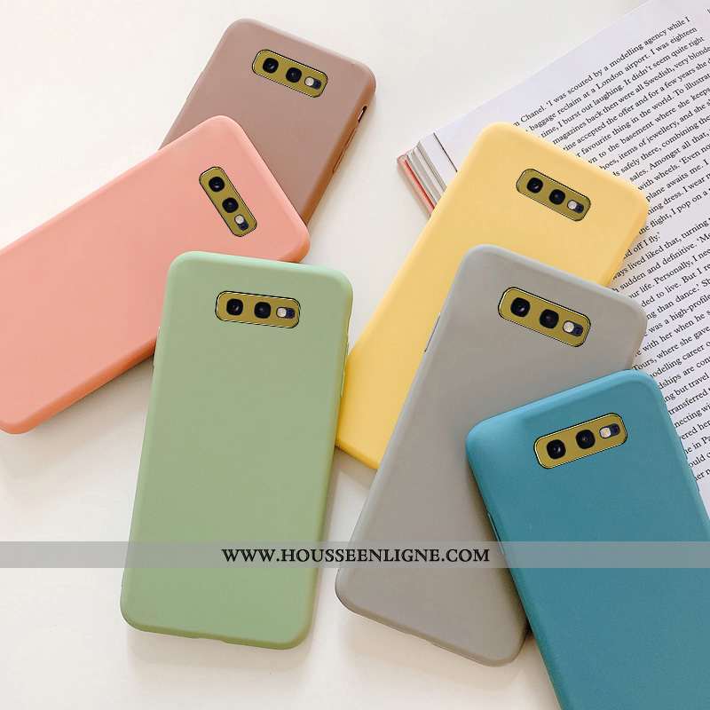 Coque Samsung Galaxy S10e Mode Délavé En Daim Simple Tout Compris Étoile Couleur Unie Rose
