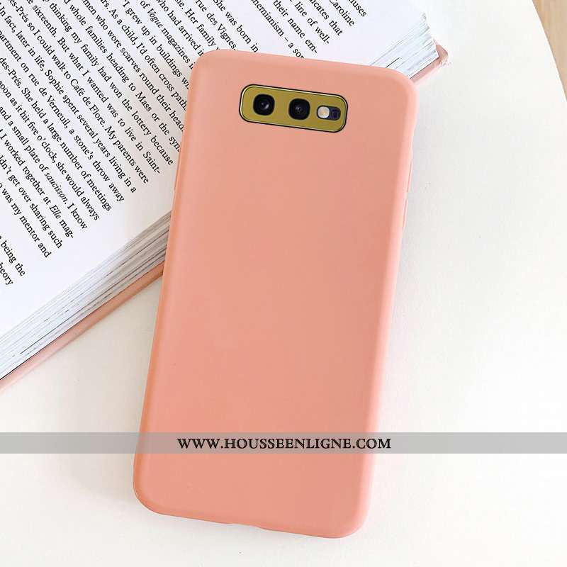 Coque Samsung Galaxy S10e Mode Délavé En Daim Simple Tout Compris Étoile Couleur Unie Rose