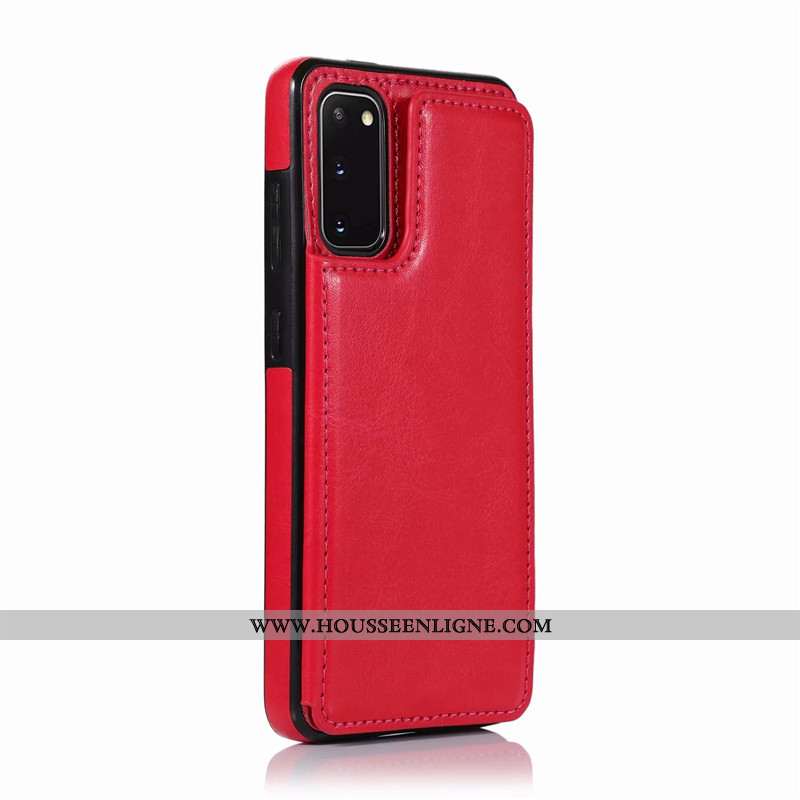 Coque Samsung Galaxy S20 Cuir Créatif Rose Étui Téléphone Portable Carte