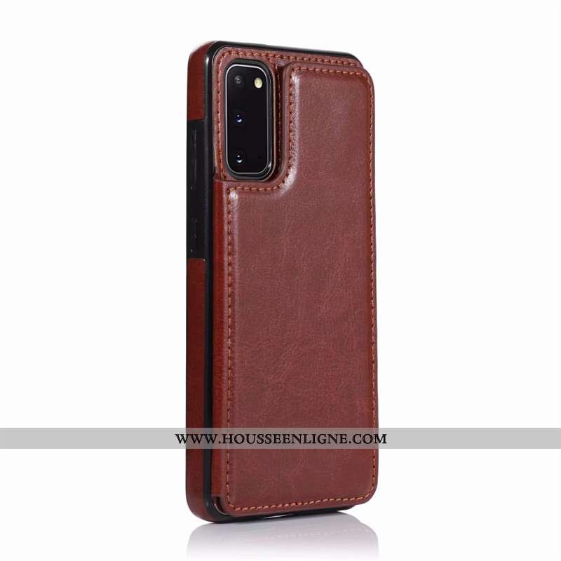 Coque Samsung Galaxy S20 Cuir Créatif Rose Étui Téléphone Portable Carte
