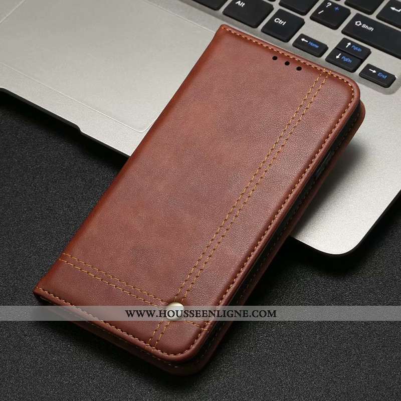 Coque Samsung Galaxy S20 Cuir Protection Téléphone Portable Business Étoile Étui Marron