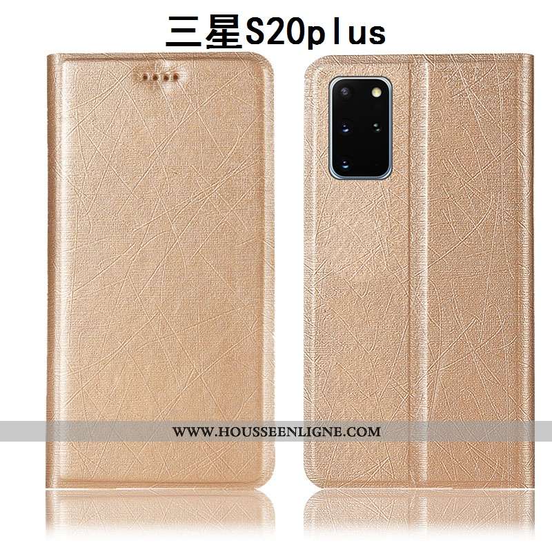 Coque Samsung Galaxy S20+ Cuir Protection Téléphone Portable Lin Noir Étui Housse