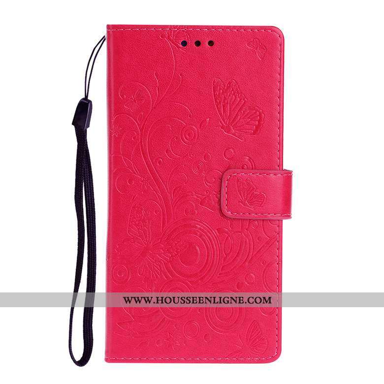 Coque Samsung Galaxy S20 Cuir Protection Étui Fleurs De Papillons Rouge Housse Incassable