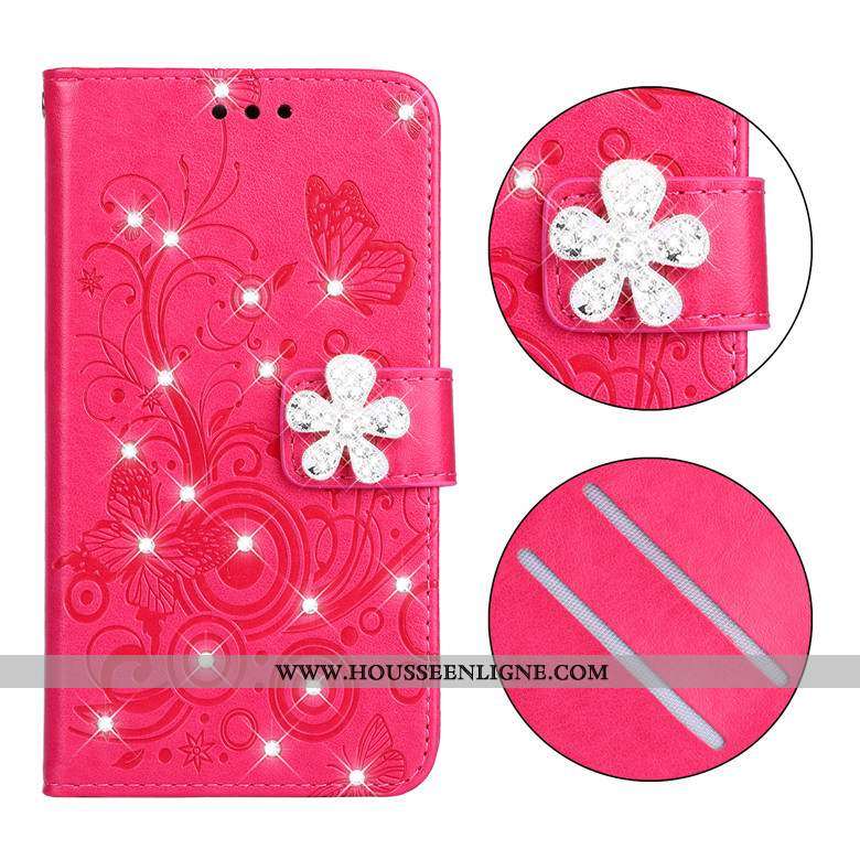 Coque Samsung Galaxy S20 Cuir Protection Étui Fleurs De Papillons Rouge Housse Incassable