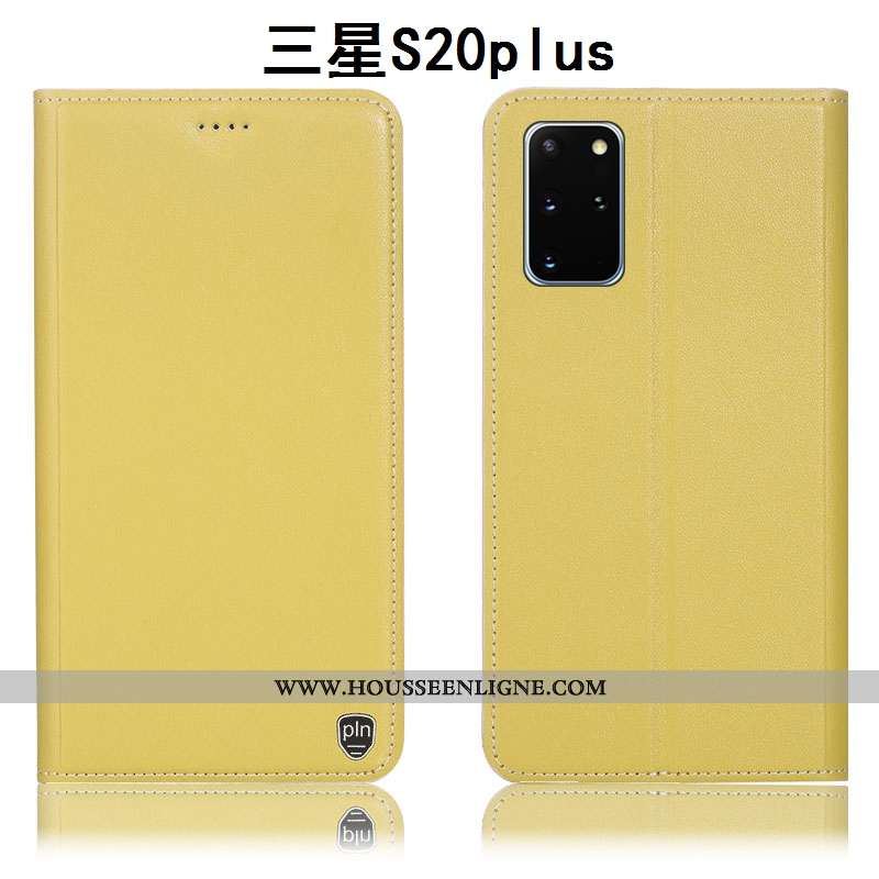 Coque Samsung Galaxy S20+ Cuir Véritable Protection Incassable Étui Tout Compris Étoile Jaune