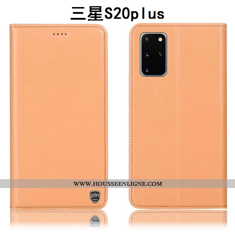Coque Samsung Galaxy S20+ Cuir Véritable Protection Incassable Étui Tout Compris Étoile Jaune
