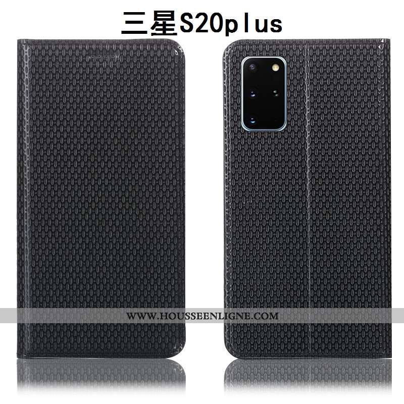 Coque Samsung Galaxy S20+ Cuir Véritable Protection Téléphone Portable Incassable Étui Marron