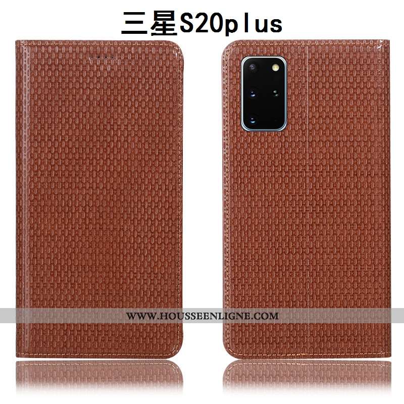 Coque Samsung Galaxy S20+ Cuir Véritable Protection Téléphone Portable Incassable Étui Marron