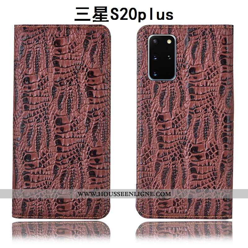 Coque Samsung Galaxy S20+ Cuir Véritable Protection Étoile Incassable Étui Noir