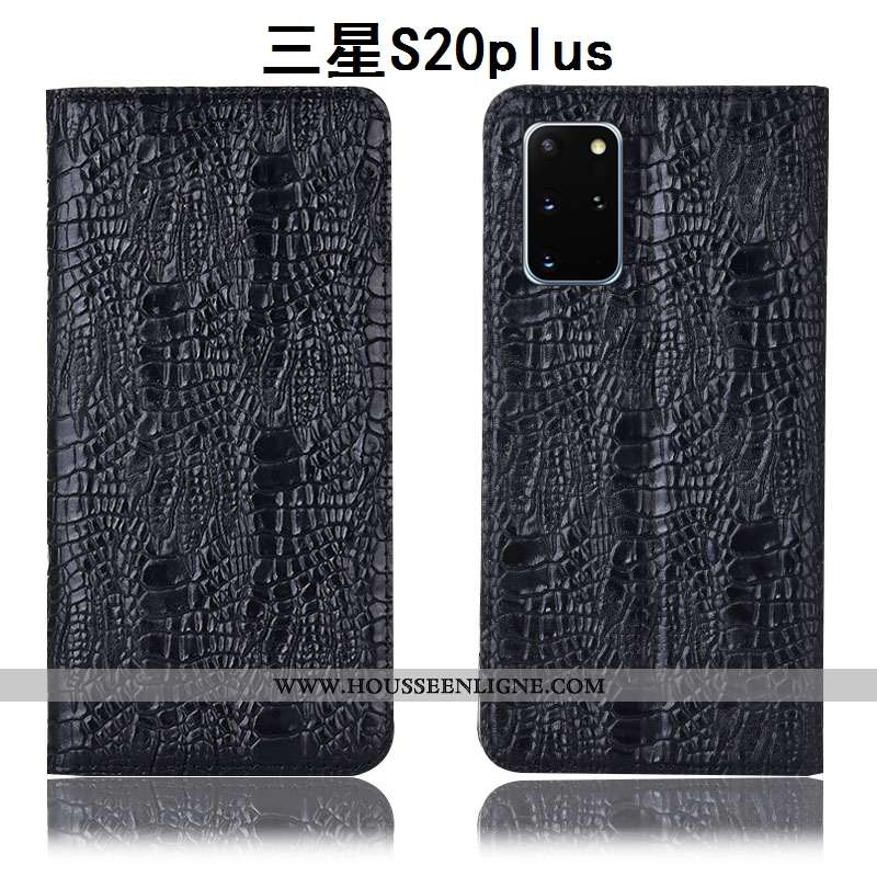 Coque Samsung Galaxy S20+ Cuir Véritable Protection Étoile Incassable Étui Noir