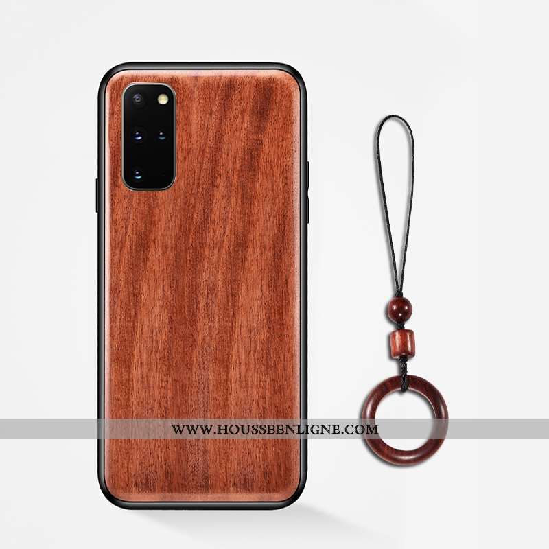 Coque Samsung Galaxy S20+ En Bois Modèle Fleurie Antidérapant Téléphone Portable Incassable Étui Ann