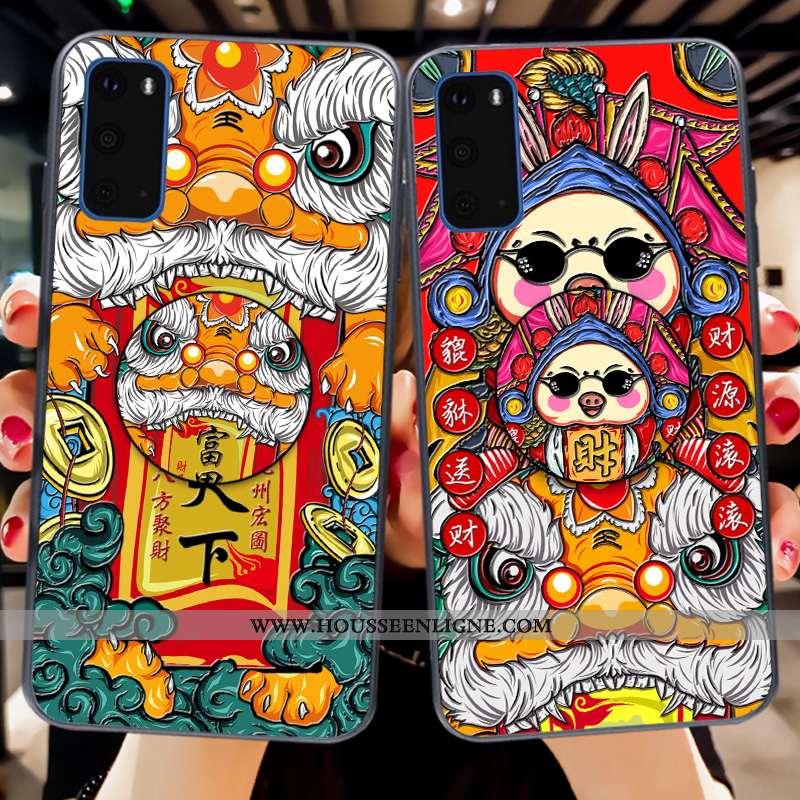 Coque Samsung Galaxy S20 Fluide Doux Silicone Tout Compris Tendance Vert Créatif Support Verte
