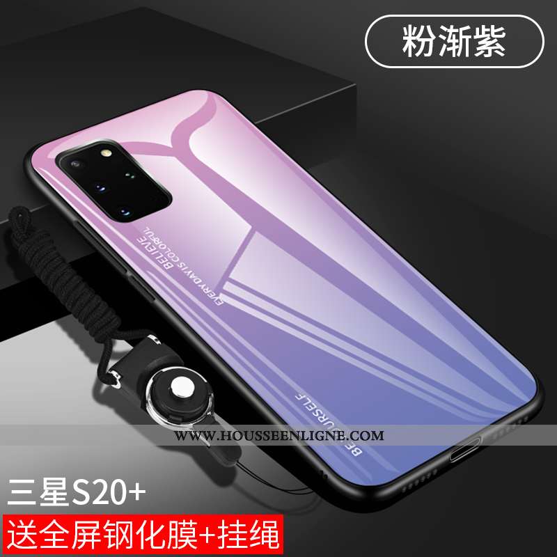 Coque Samsung Galaxy S20+ Fluide Doux Silicone Téléphone Portable Étui Verre Pu Luxe Violet