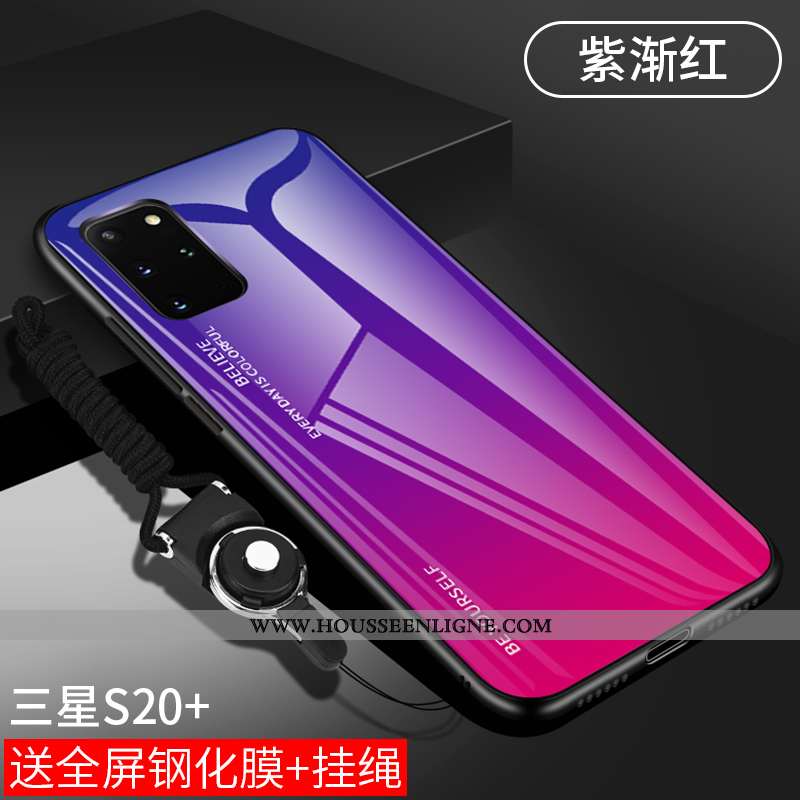 Coque Samsung Galaxy S20+ Fluide Doux Silicone Téléphone Portable Étui Verre Pu Luxe Violet