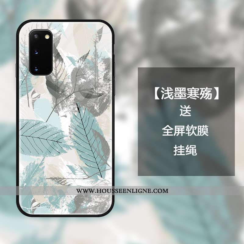 Coque Samsung Galaxy S20 Luxe Verre Luxe Plume Tout Compris Incassable Étui Gris