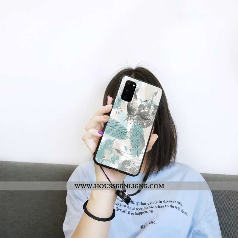 Coque Samsung Galaxy S20 Luxe Verre Luxe Plume Tout Compris Incassable Étui Gris