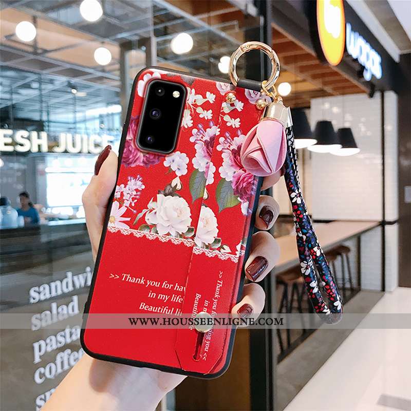 Coque Samsung Galaxy S20 Protection Délavé En Daim Incassable Légère Rouge Téléphone Portable
