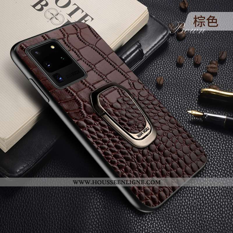 Coque Samsung Galaxy S20 Ultra Cuir Véritable Protection Bleu Étoile Support Téléphone Portable Tout