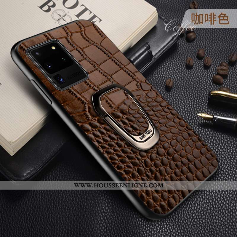 Coque Samsung Galaxy S20 Ultra Cuir Véritable Protection Bleu Étoile Support Téléphone Portable Tout