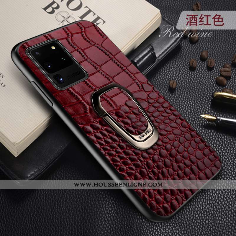 Coque Samsung Galaxy S20 Ultra Cuir Véritable Protection Bleu Étoile Support Téléphone Portable Tout