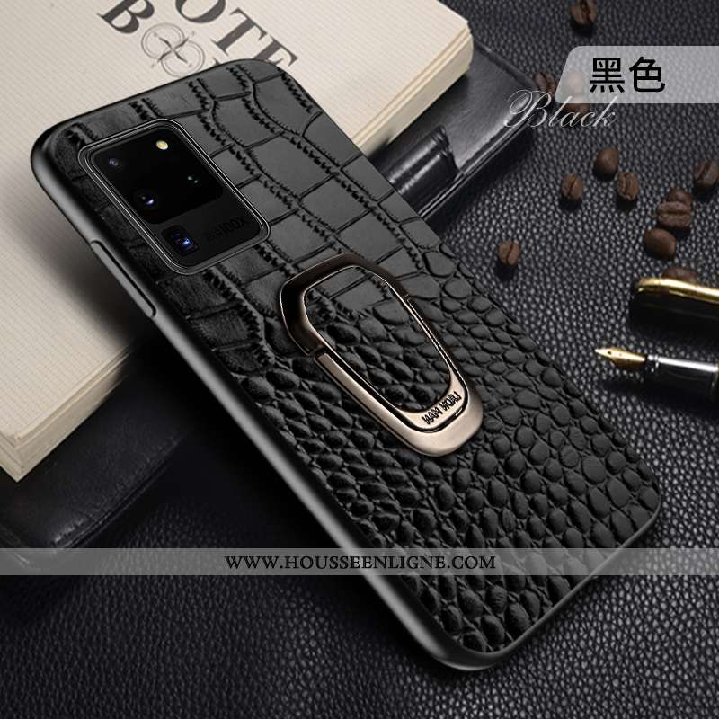 Coque Samsung Galaxy S20 Ultra Cuir Véritable Protection Bleu Étoile Support Téléphone Portable Tout