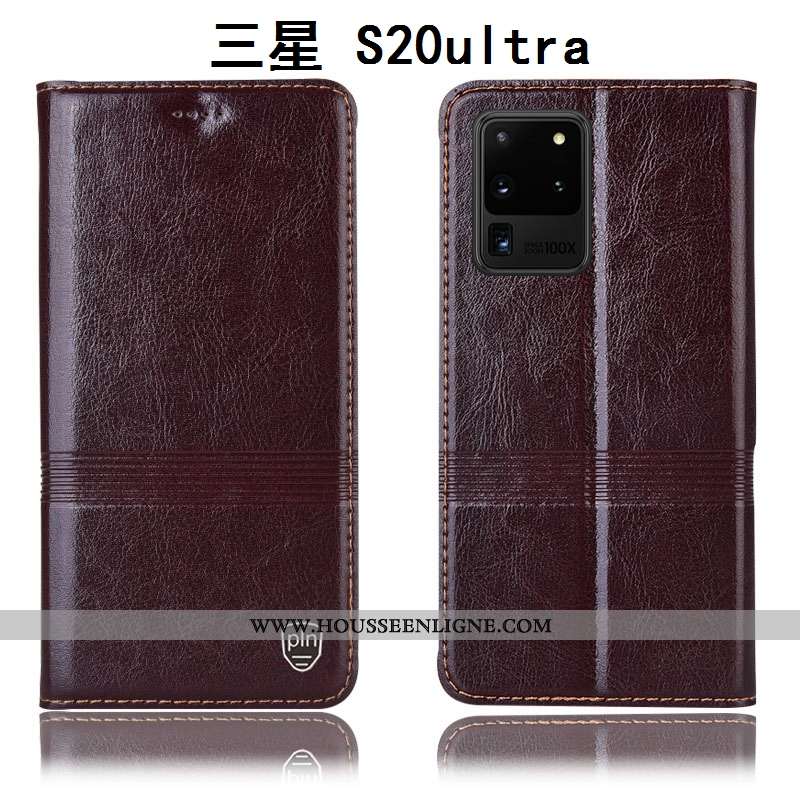 Coque Samsung Galaxy S20 Ultra Cuir Véritable Protection Housse Noir Étui Téléphone Portable