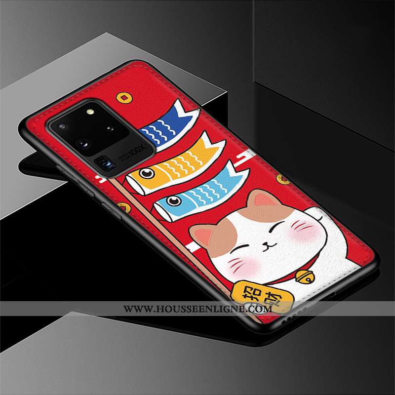 Coque Samsung Galaxy S20 Ultra Modèle Fleurie Fluide Doux Tendance Cuir Personnalité Chat Incassable