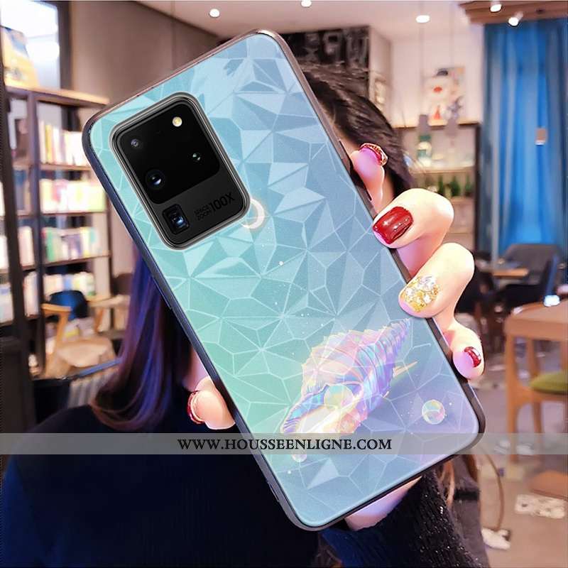 Coque Samsung Galaxy S20 Ultra Modèle Fleurie Tout Compris Net Rouge Téléphone Portable Étoile Bleu