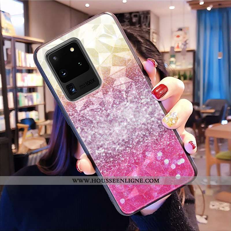 Coque Samsung Galaxy S20 Ultra Modèle Fleurie Tout Compris Net Rouge Téléphone Portable Étoile Bleu