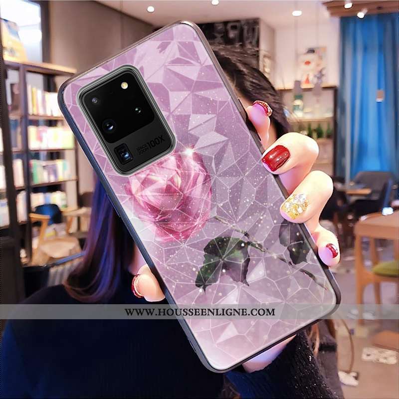 Coque Samsung Galaxy S20 Ultra Modèle Fleurie Tout Compris Net Rouge Téléphone Portable Étoile Bleu
