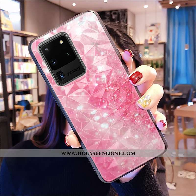 Coque Samsung Galaxy S20 Ultra Modèle Fleurie Tout Compris Net Rouge Téléphone Portable Étoile Bleu