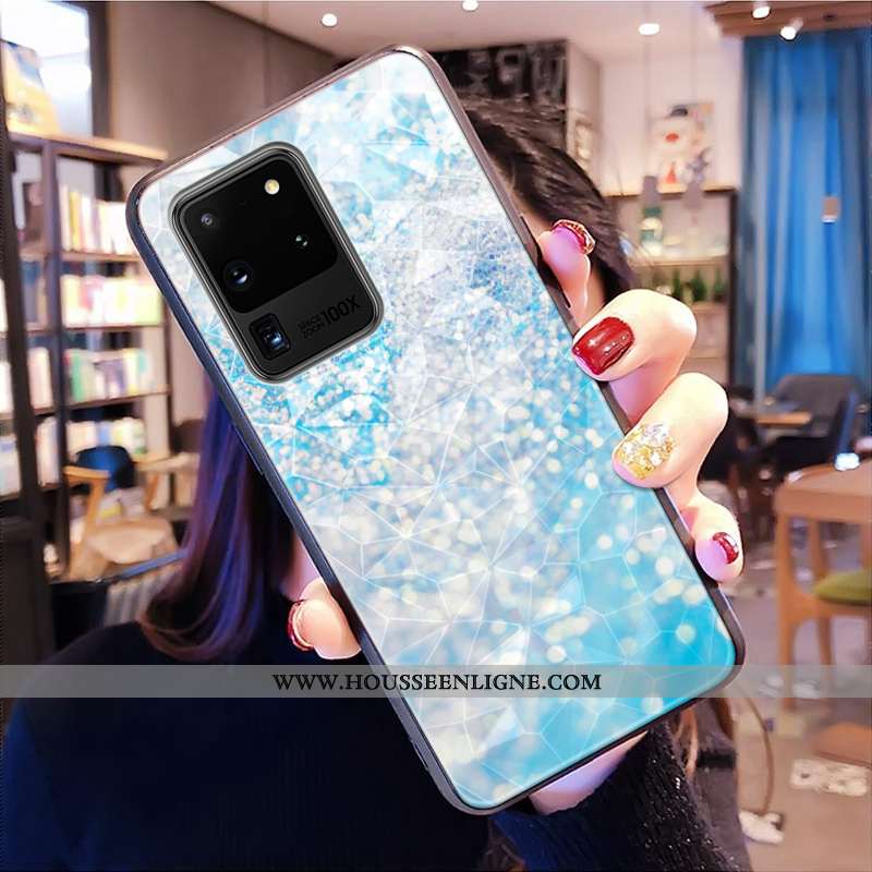 Coque Samsung Galaxy S20 Ultra Modèle Fleurie Tout Compris Net Rouge Téléphone Portable Étoile Bleu