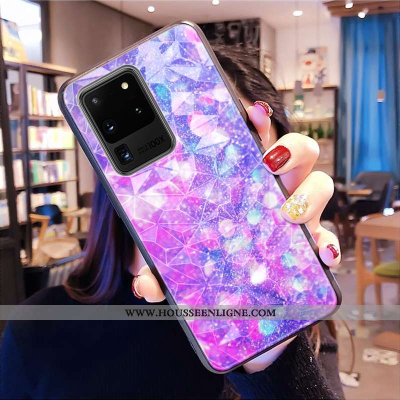 Coque Samsung Galaxy S20 Ultra Modèle Fleurie Tout Compris Net Rouge Téléphone Portable Étoile Bleu
