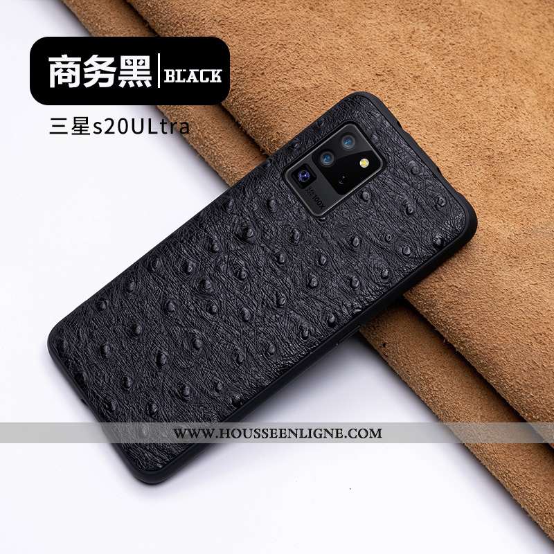 Coque Samsung Galaxy S20 Ultra Ultra Tendance Créatif Téléphone Portable Bovins Business Cuir Noir