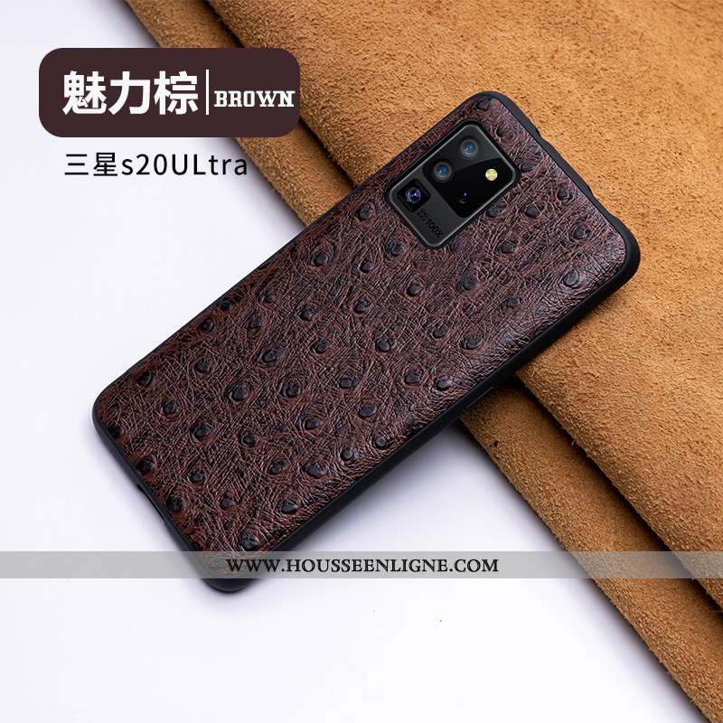 Coque Samsung Galaxy S20 Ultra Ultra Tendance Créatif Téléphone Portable Bovins Business Cuir Noir