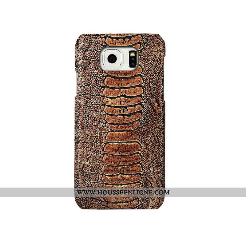Coque Samsung Galaxy S6 Cuir Véritable Mode Incassable Couvercle Arrière Étui Créatif Téléphone Port