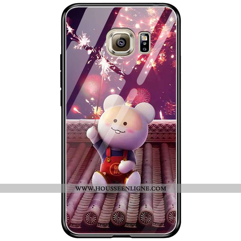 Coque Samsung Galaxy S6 Edge Dessin Animé Tendance Protection Violet Nouveau Amoureux