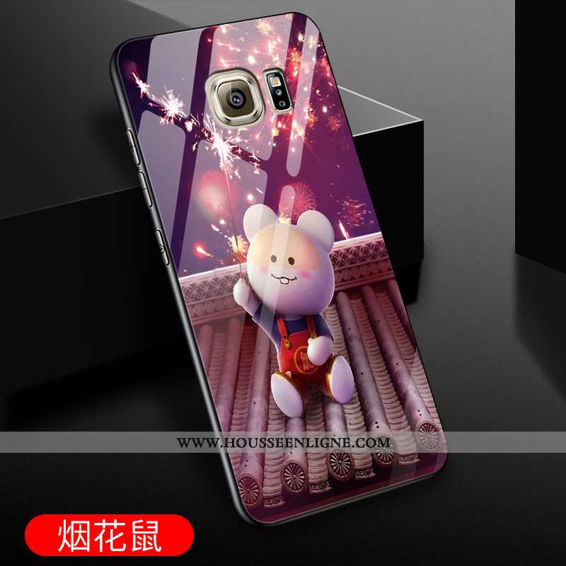 Coque Samsung Galaxy S6 Edge Dessin Animé Tendance Protection Violet Nouveau Amoureux