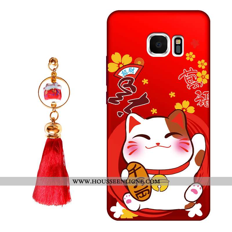 Coque Samsung Galaxy S6 Edge Protection Délavé En Daim Tendance Incassable Rouge Fluide Doux Étoile