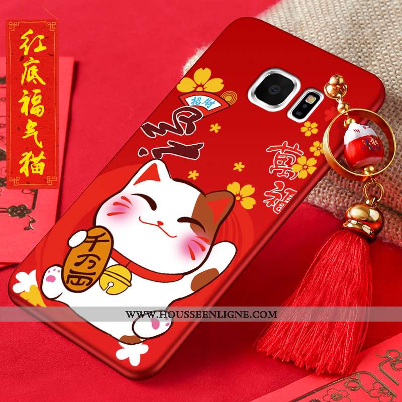 Coque Samsung Galaxy S6 Edge Protection Délavé En Daim Tendance Incassable Rouge Fluide Doux Étoile