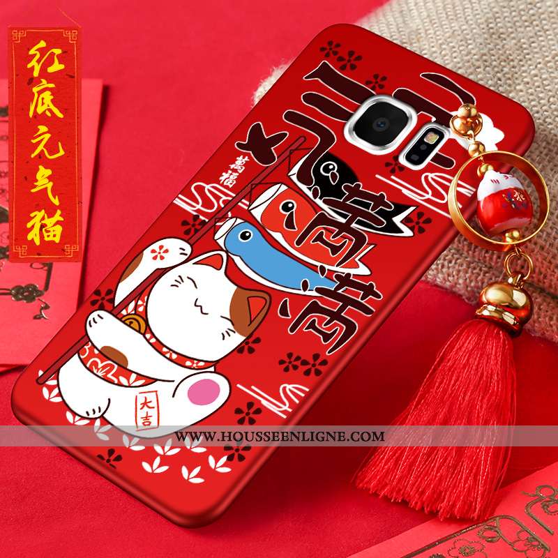Coque Samsung Galaxy S6 Edge Protection Délavé En Daim Tendance Incassable Rouge Fluide Doux Étoile
