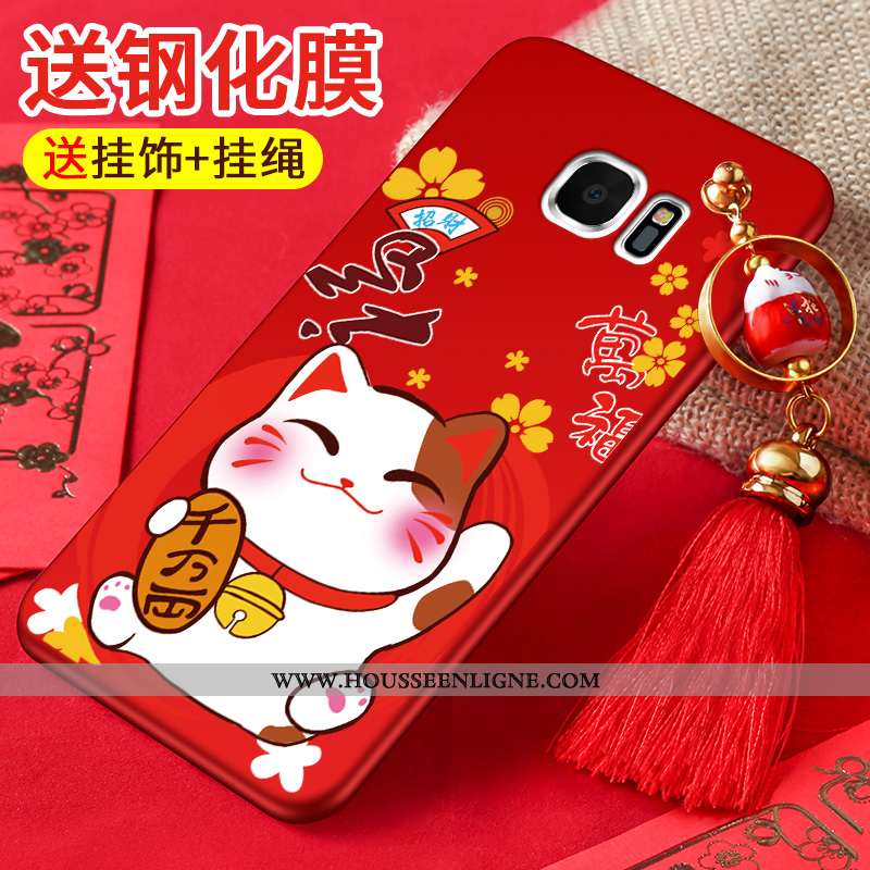 Coque Samsung Galaxy S6 Edge Protection Délavé En Daim Tendance Incassable Rouge Fluide Doux Étoile