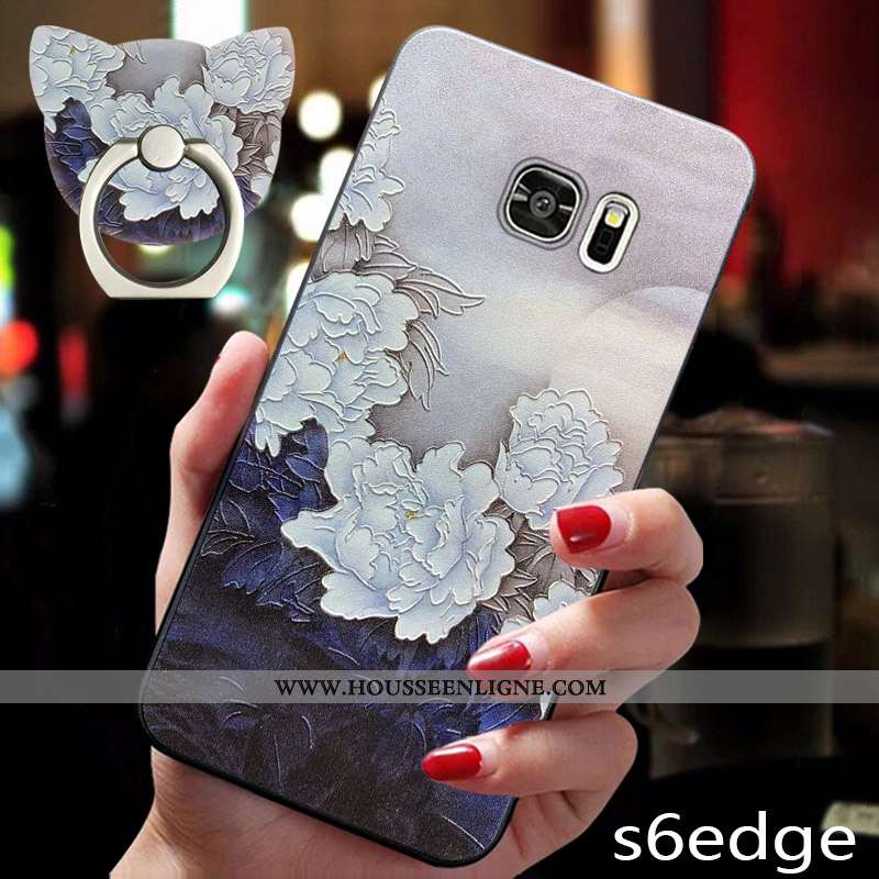 Coque Samsung Galaxy S6 Edge Protection Délavé En Daim Téléphone Portable Fluide Doux Silicone Tout 