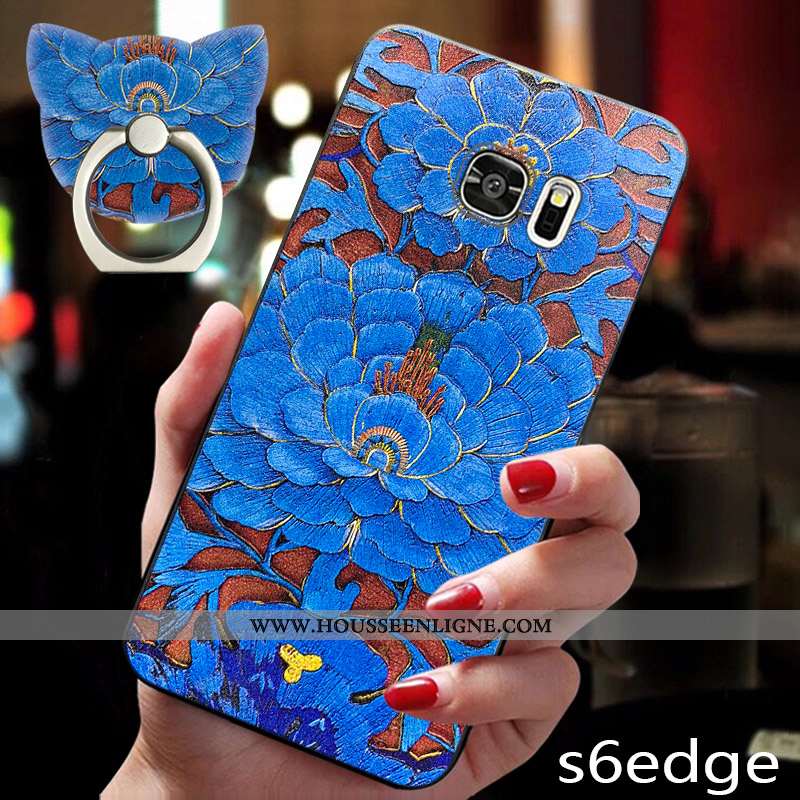 Coque Samsung Galaxy S6 Edge Protection Délavé En Daim Téléphone Portable Fluide Doux Silicone Tout 