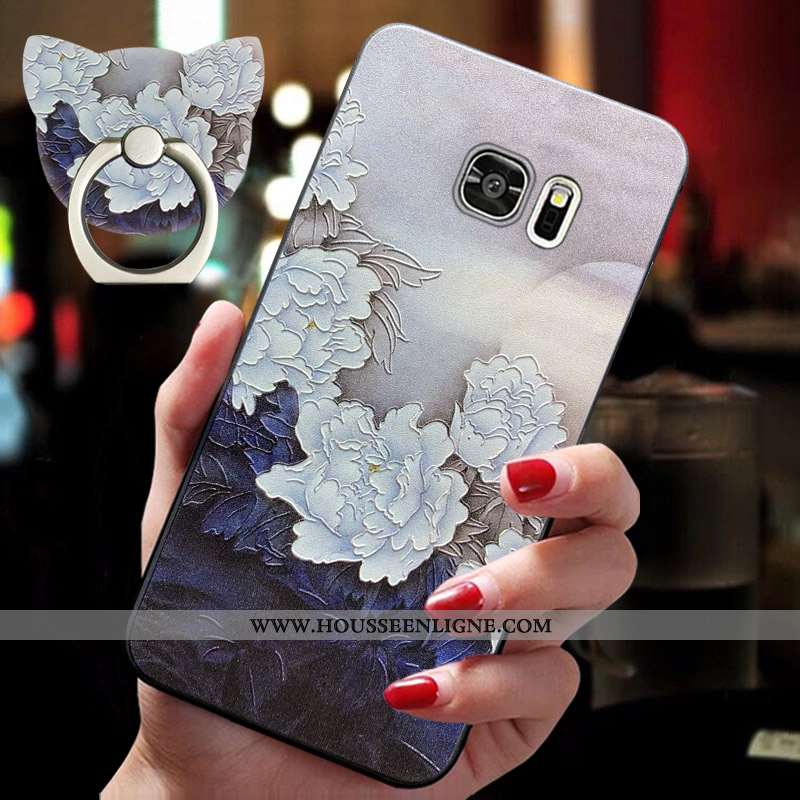 Coque Samsung Galaxy S6 Edge Protection Délavé En Daim Téléphone Portable Fluide Doux Silicone Tout 